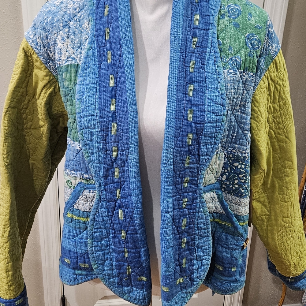 Patchwork Blue and Green Women's Jacket